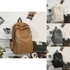 Backpack Female Korean Style Solid Color Minimalist Pu Material For Casual Travel And School Use