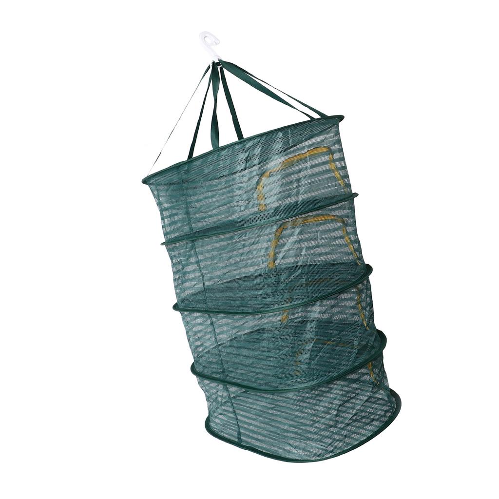 4-lags urtetørkestativ med U-formet glidelås Mørkegrønn Sammenleggbar Høy Elastisk Fint Maskenett Plante