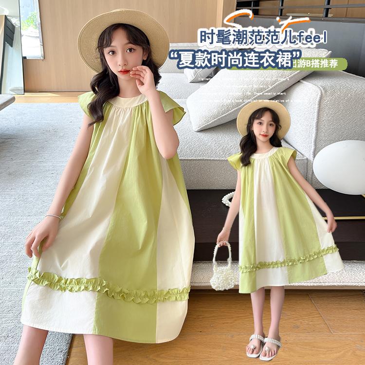 New Summer Dress for Girls, Children's Summer Internet Celebrity, Western Style Cotton Princess Dress, Girls' Thin Dress