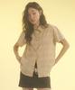 Love Crazy Wild Man Label Sheer Shirt Beige Checkered