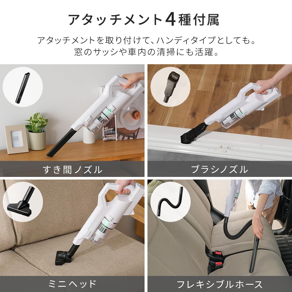 Iris Ohyama Rechargeable Cyclone Stick Vacuum Cleaner with Attachment Set (SCD-122PMA-W) White