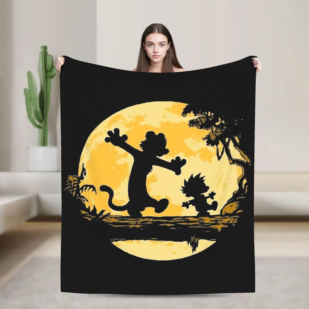 Airplane Travel Calvined and Hobbes Throw Blanket Flannel Bedspread For Couch Chair Sofa Bed Novelty Sofa Bed Cover