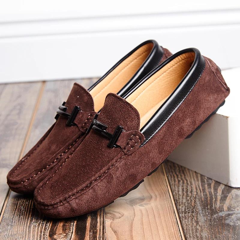 Fashion Summer Men's Suede Loafers Comfortable Man Flats Casual Mens Shoes Men Breathable Slip-On Soft Leather Driving Shoes for Men