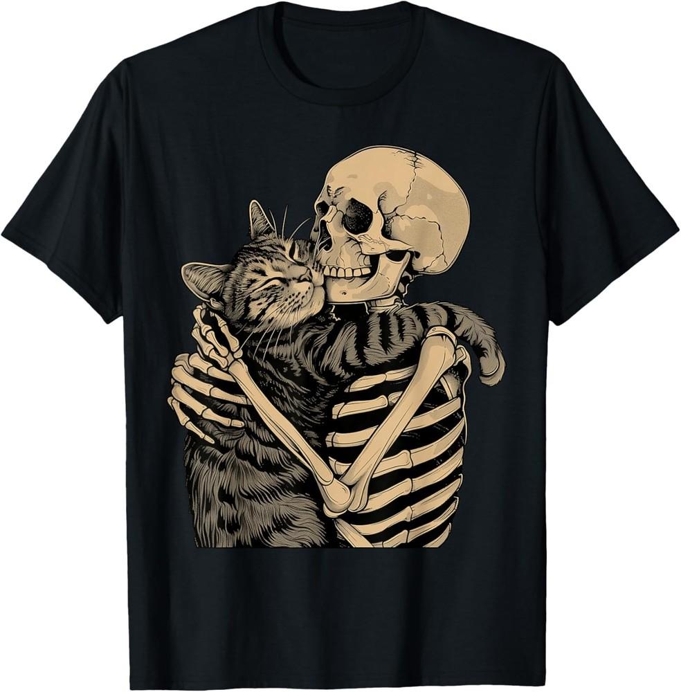 

Skeleton Hugging Cat Halloween Cat Lover Cute Present Unisex T-Shirt ON TREND Unisex T-Shirt S
