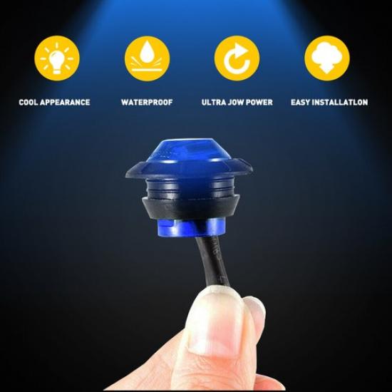 10X 3/4" Round Blue LED Signal Trailer Clearance Side Marker Light DOT ATV RV