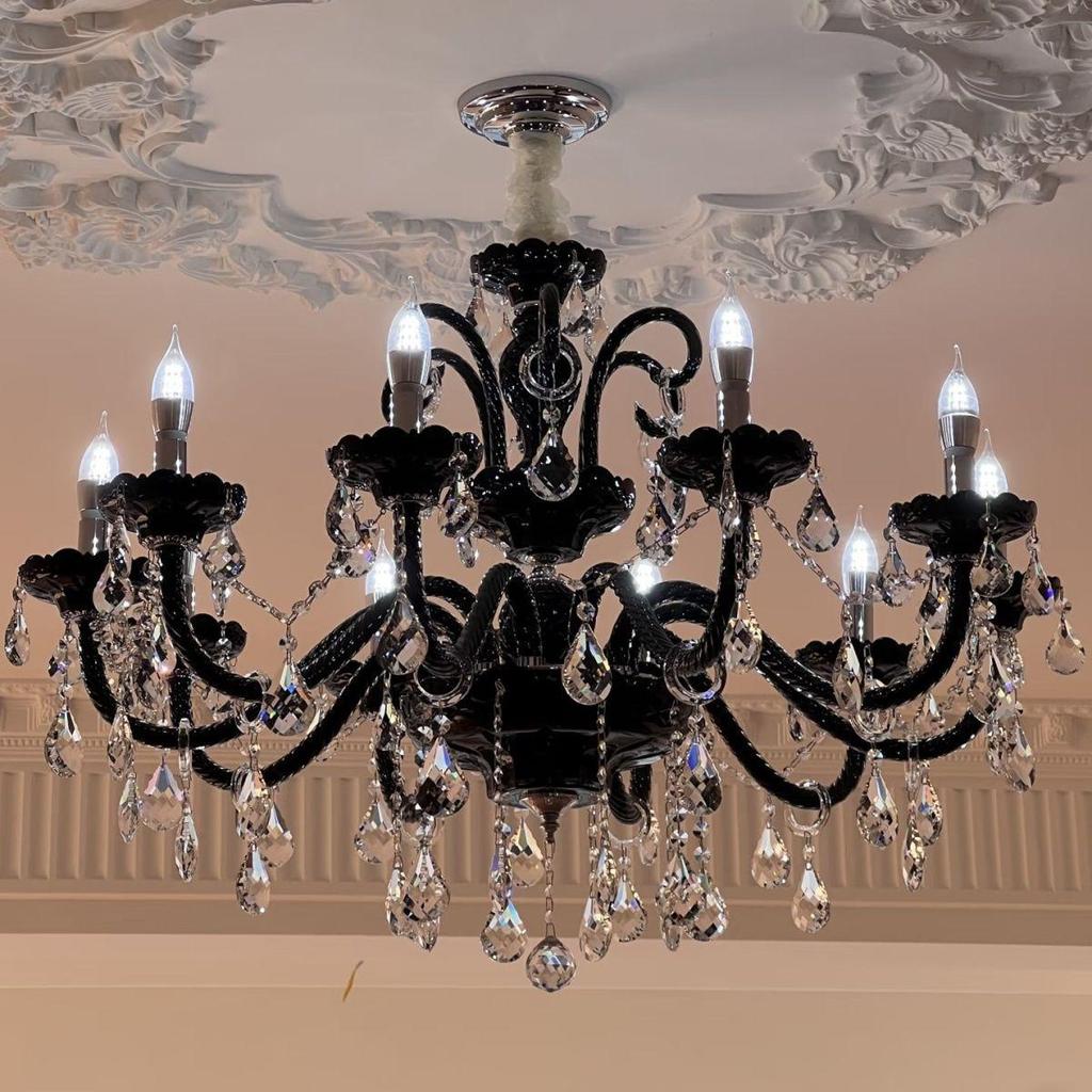 French Crystal Candle Chandelier for Living Room or Bedroom