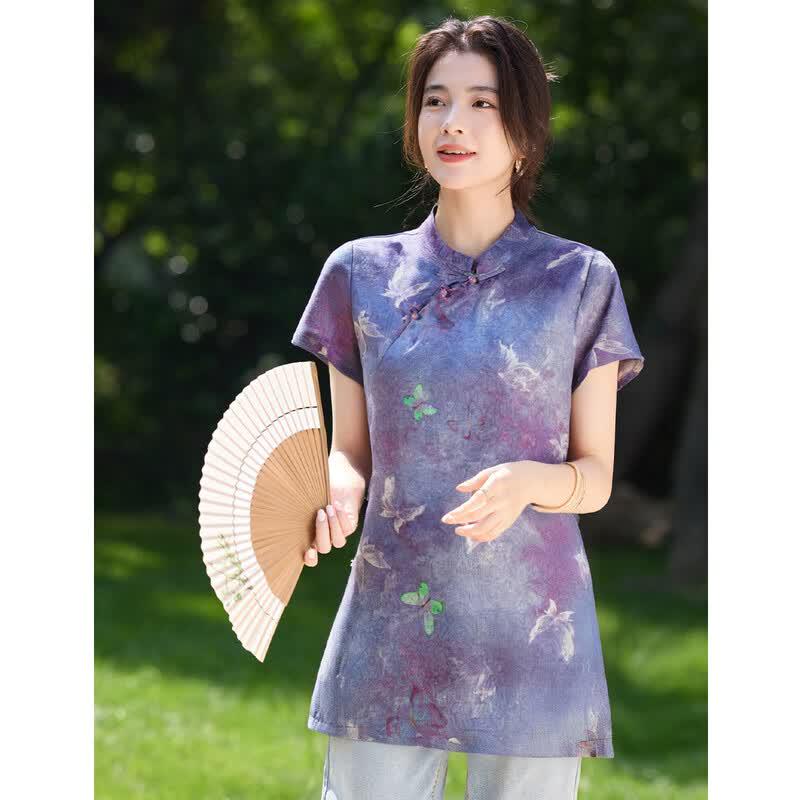ORIGIN Women s Chinese Style Printed Stand Collar Cardigan M