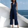 1116 European and American women's clothing Elegant gray long vest and pants two-piece suit