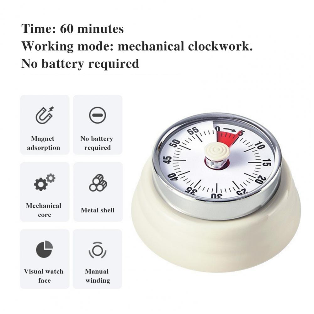 Magnetic Base Kitchen Timer 60-minute Mechanical Timer with Magnetic Base for Kitchen Visual Countdown for Time for Children