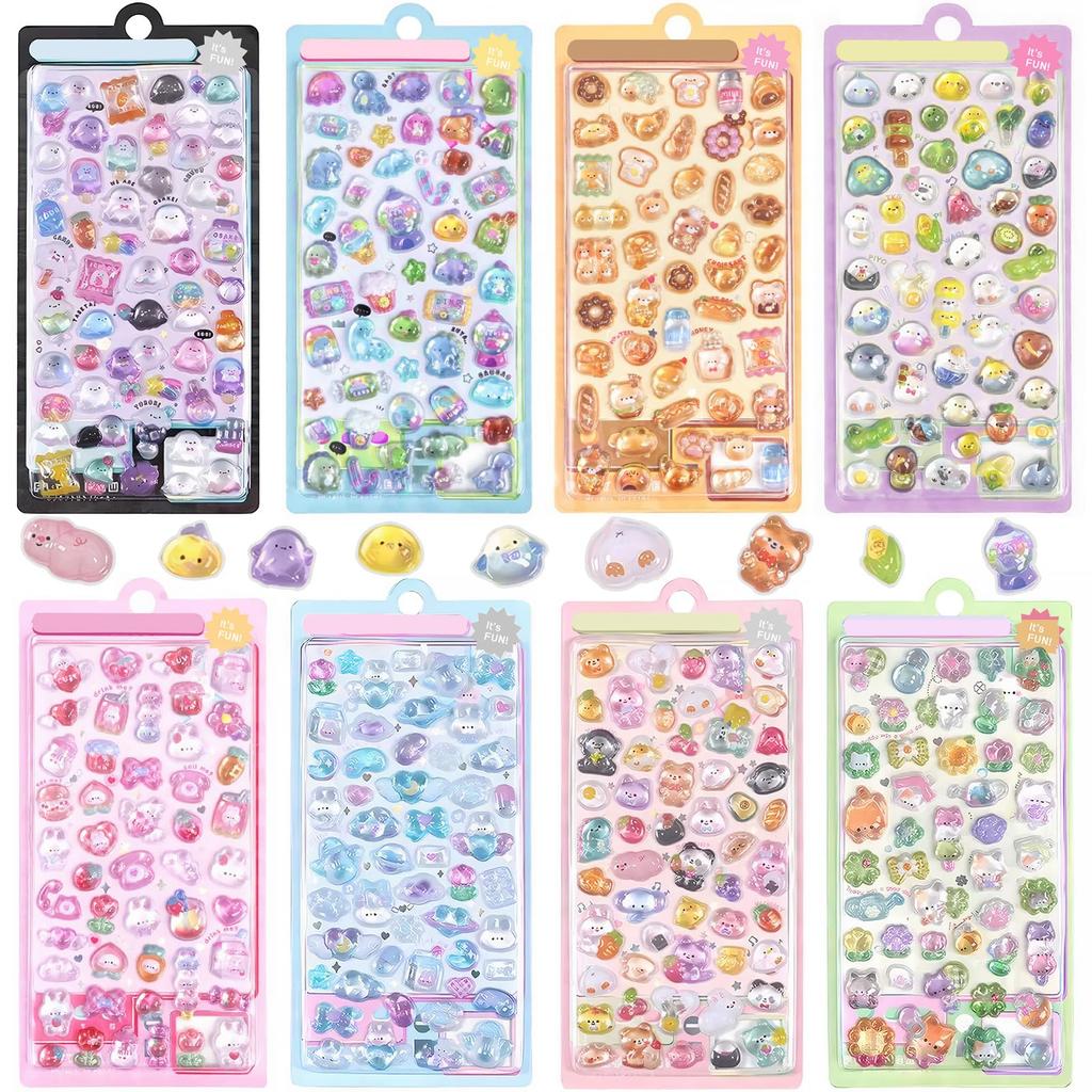 mefeny Pukupuku Cute 3D Approximately 400 Set of Large Smartphone Gift Stickers, Stickers, Stickers, 8, Reward, Sparkly, Korean, Kids, Capacity, Case,