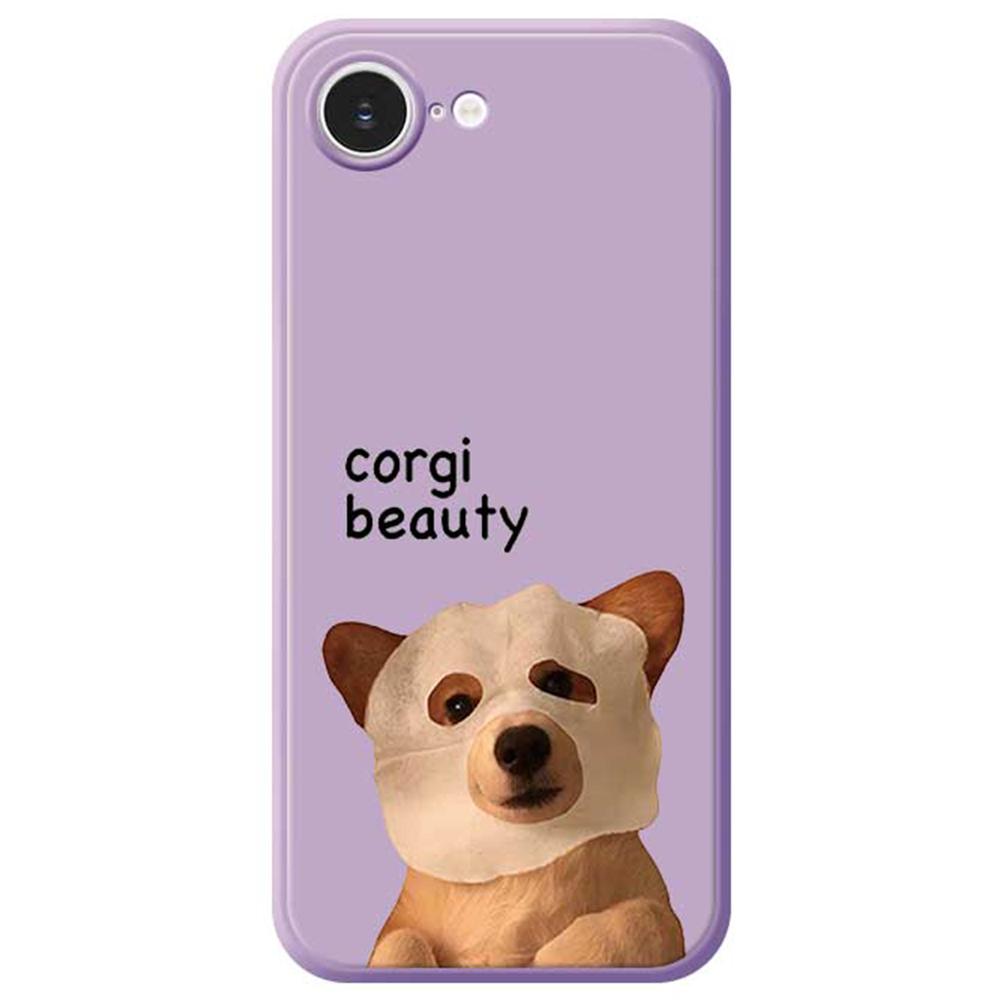 For iPhone 16e Case Cute Corgi Beauty Pattern Printing Straight Edge TPU Phone Back Cover
