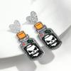 Gothic Skull Ticker Acrylic Print Earrings for Women Horror Cartoon skeleton Heart Bottle Pendant Earring Halloween Jewelry Gift