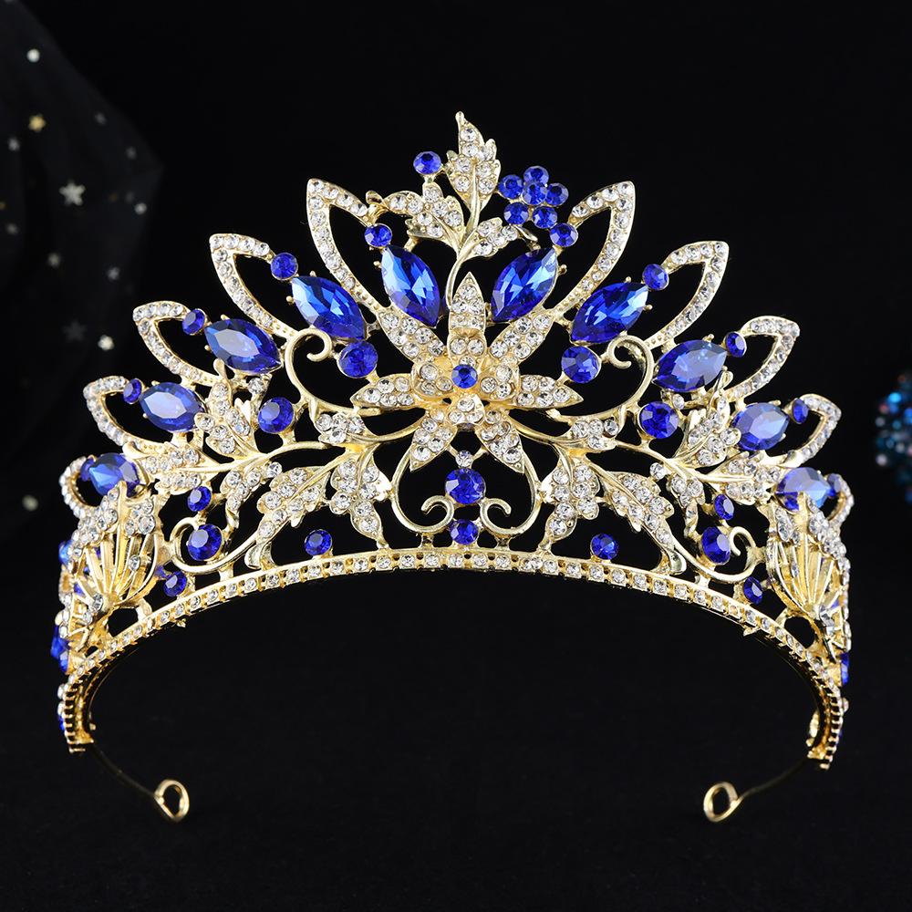 DIEZI New Elegant Luxury Bridal Flower Crystal Beads Tiara For Women Girls Wedding Party Queen Crown Hair Dress Accessories