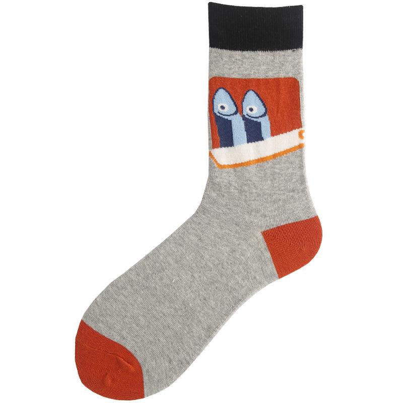 Summer Cotton Socks Trendy Socks Street Personality Illustrations Poached Eggs Harbor Jacquard Medium Tube Socks Socks Couple