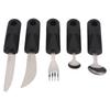 5 pièces Ustensiles de ménage Noir Caoutchouc Large Manche Acier inoxydable Fourche Cuillères Set pour la maison