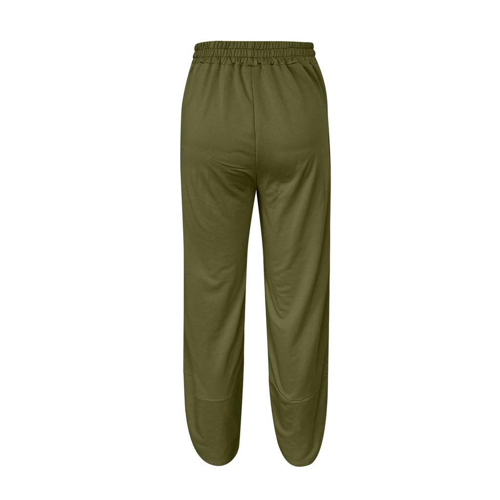 Women's Slanted Pocket Elastic Waist Cropped Pants Casual Cotton And Linen Pants