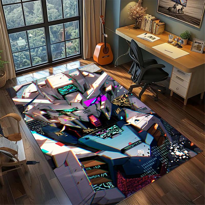 Bedroom Decor Gundam Large Area Non Slip Washable Rug Gamer Room Floor Mat