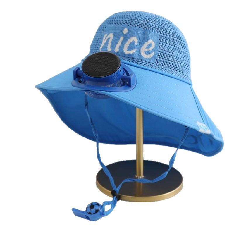 Children's Sun Hat Girls Solar Charging Fan Hat Shawl Bucket Hat Boys Neck Visor