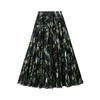 Falda Midi Plisada de Gasa Elástica de Cintura Alta Larga con Vuelo Línea A Boho Fluida Faldas Outfits Casual Playa Maxi Falda con Volantes para Mujer