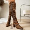 Woman Boots 2026 Leopard Print High Heels Goth Shoes Over-the-Knee Boots Sexy Chunky Pumps Back Zip Fashion Shoes Suede Boots