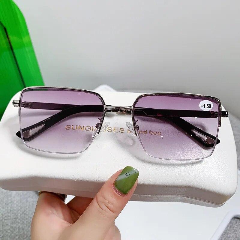Luksus gradient nærsynthet Galsses Mote Anti-Blue Ray Kortsynte briller Ferdig Firkantet innfatning Optisk Eyewear Dioptri To-4.0