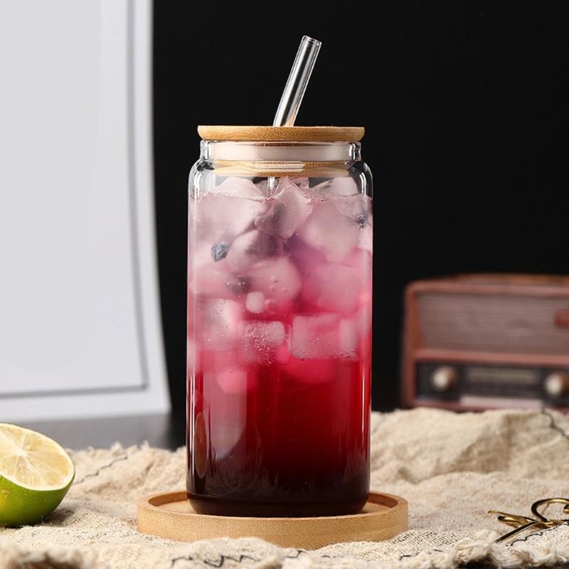 Shock Resistant Drinking Cup With Cover Removable Straw High Borosilicate Glass Coffee Mug for Home Office Use