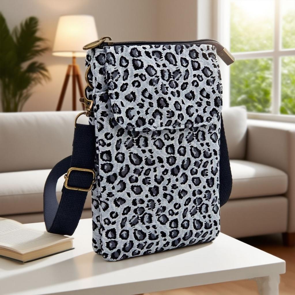 Japanese Floral Canvas Phone Crossbody Bag Women Multi Pocket Shoulder Bag Travel Passport Wallet Cell Phone Purse with Adjustable Strap