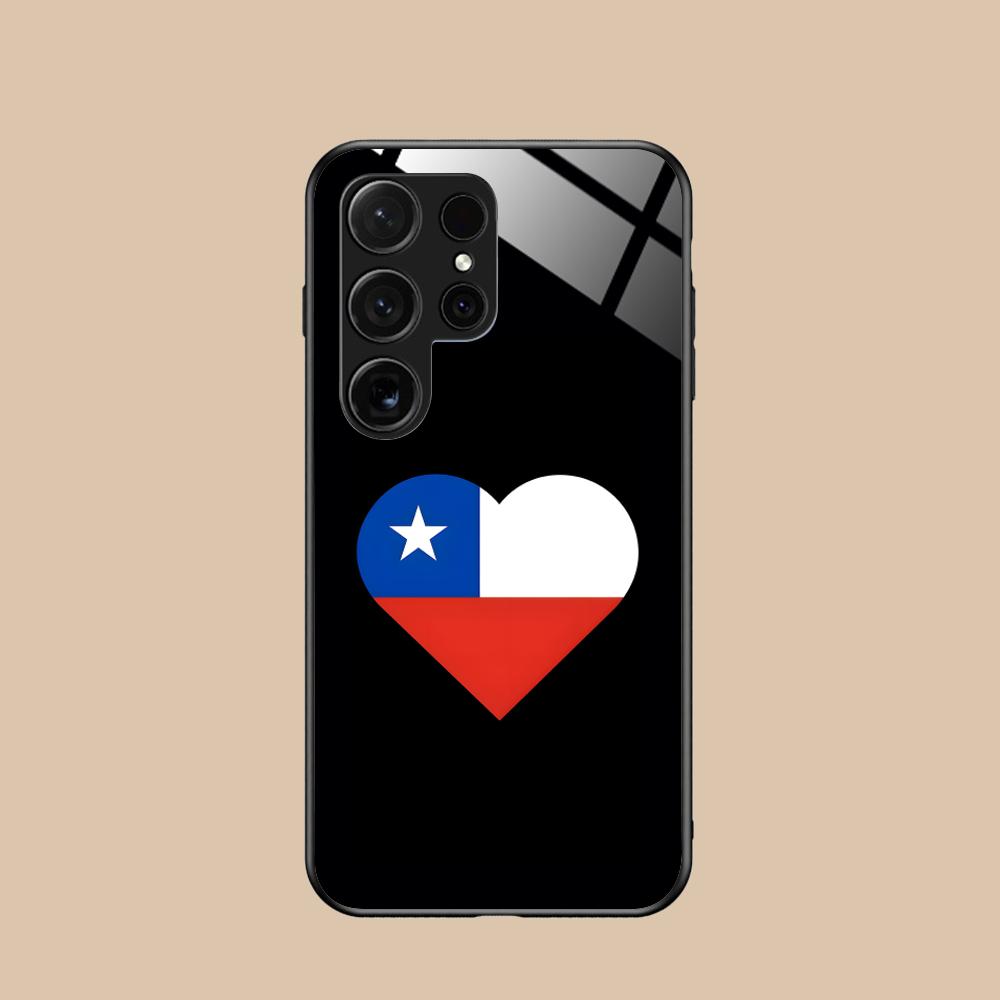 

Chile Flag Glass Mobile Phone Case for Samsung Galaxy S26 S25 S24 S23 S22 S21 S20 Note20 Plus FE Ultra Colorful Cover Galaxy S21 Ultra 5G