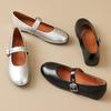 Fashion Lolita Silver Ballets Shoes Woman Belt Buckle Round Toe Mary Janes Soft Soled Flats Women Mocasines Mujer Wedding Ballerina Shoe