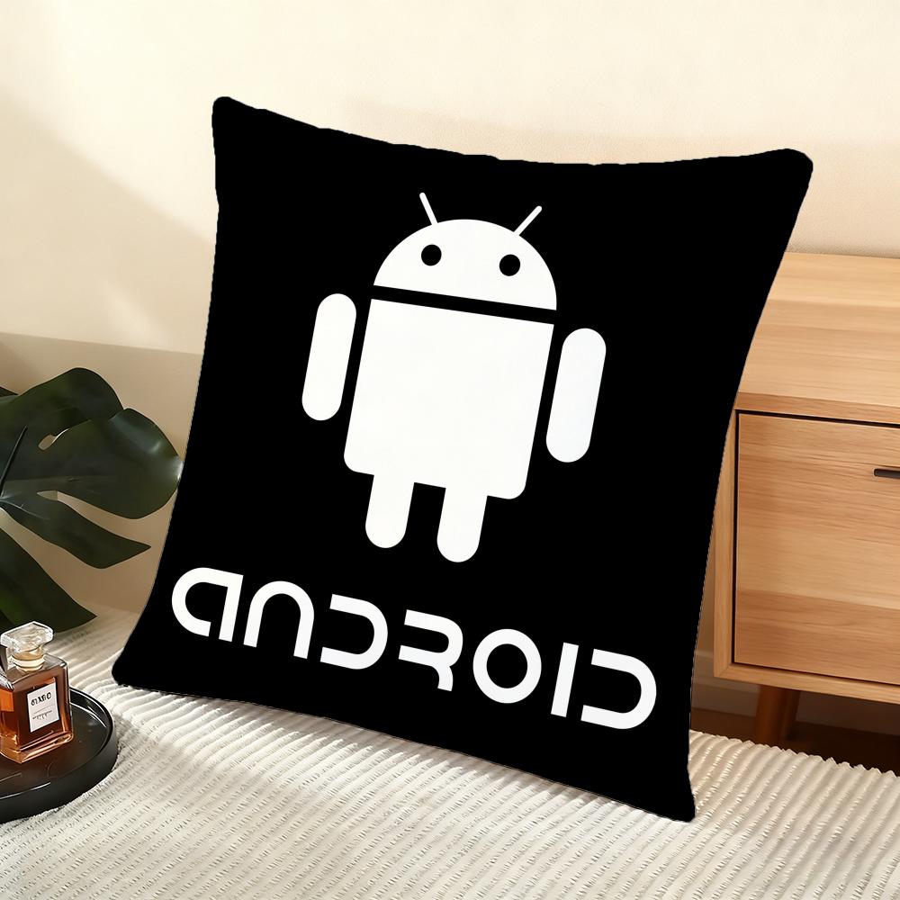 Cool A-Android Cushion Cover Soft Short Plush Pillow Cover Smooth Cozy Texture Aesthetic Cushion Case Home Decor