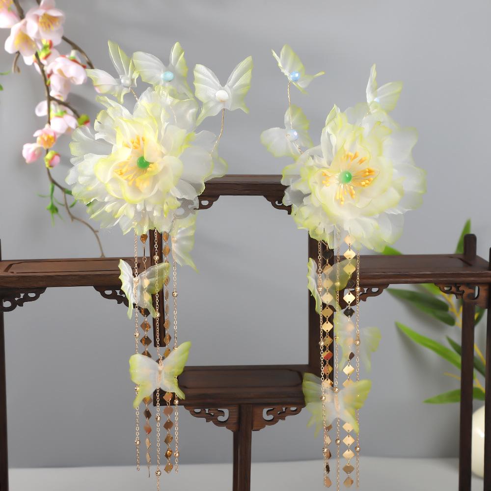 Flower Hair Clips Forks Chinese Hanfu Hair Accessories for Women Hairpin Fork Handmade Vintage Wedding Hair Jewelry Retro Crowns for Girl and Women