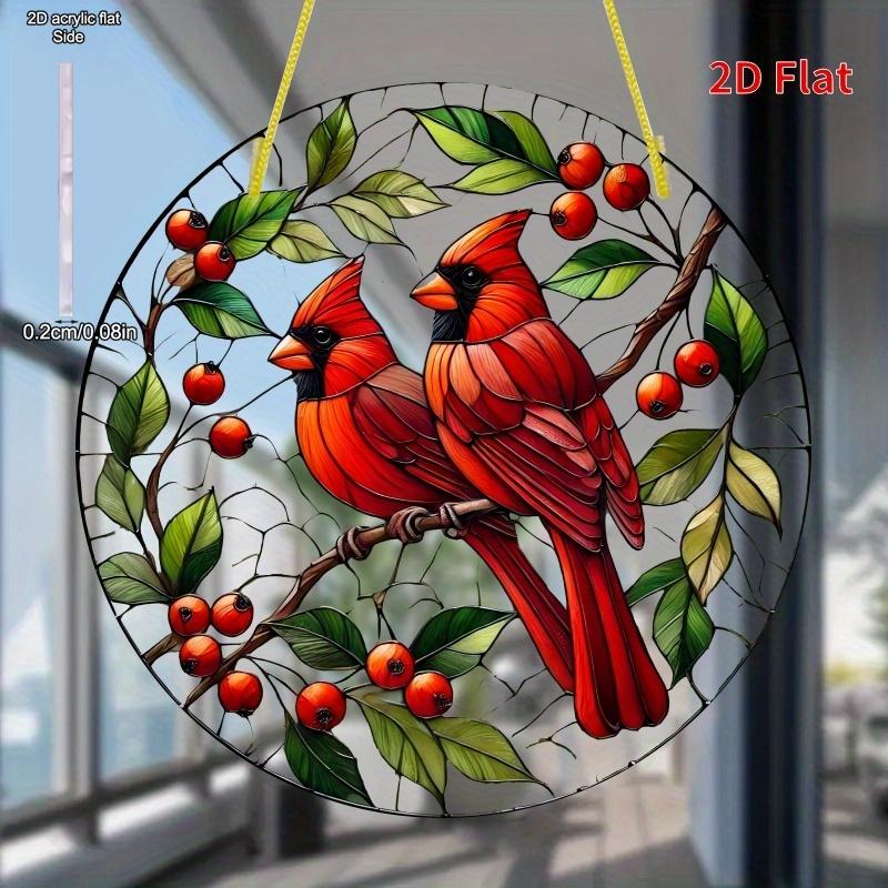 with Vibrant Red Cardinals and Berries Design, Four Seasons Decoration, Novelty Home Decor, Perfect Durable for Bedroom, Store, Office, Kitchen
