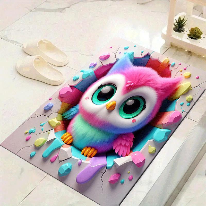 

1pc Cute owl Print, Design Indoor Area Rug, Soft, Anti-Slip, and Durable Gaming Room Decor for Bedroom, Living Room, and Exercise Rugs, Perf 60cm by 90cm