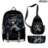 Favored Distinctive Metal Family Anime 3D Design 3pcs/Set Learner Bags Everyday Laptop Everyday Backpack Sling Carry Tote Pencil Pouch