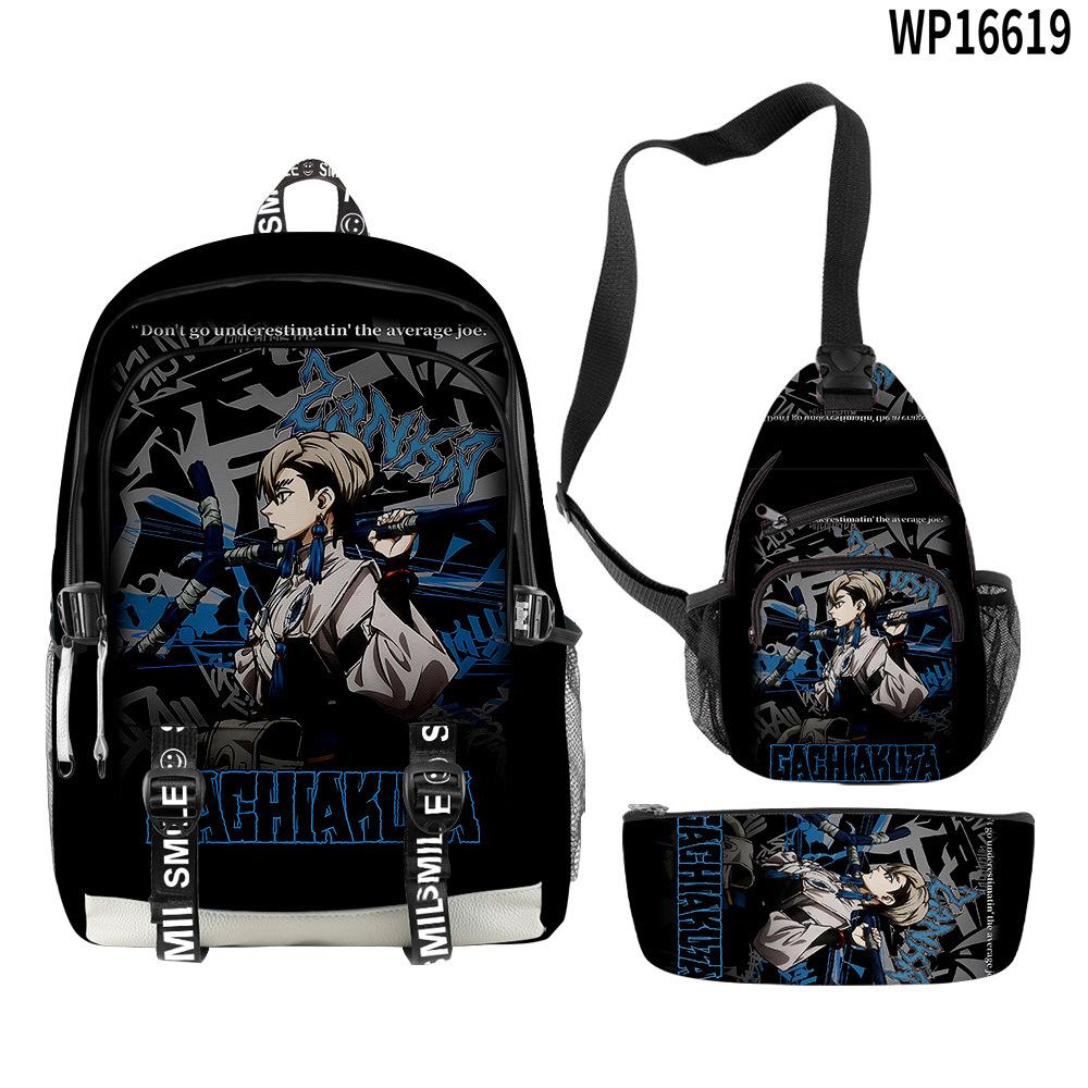Favored Distinctive Metal Family Anime 3D Design 3pcs/Set Learner Bags Everyday Laptop Everyday Backpack Sling Carry Tote Pencil Pouch