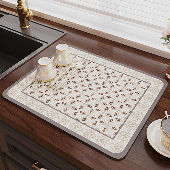 Placemat Retro Printing Rapid Absorption Coaster Non-Slip Base Easy To Clean Minimalist Design Coffee Cup Mat