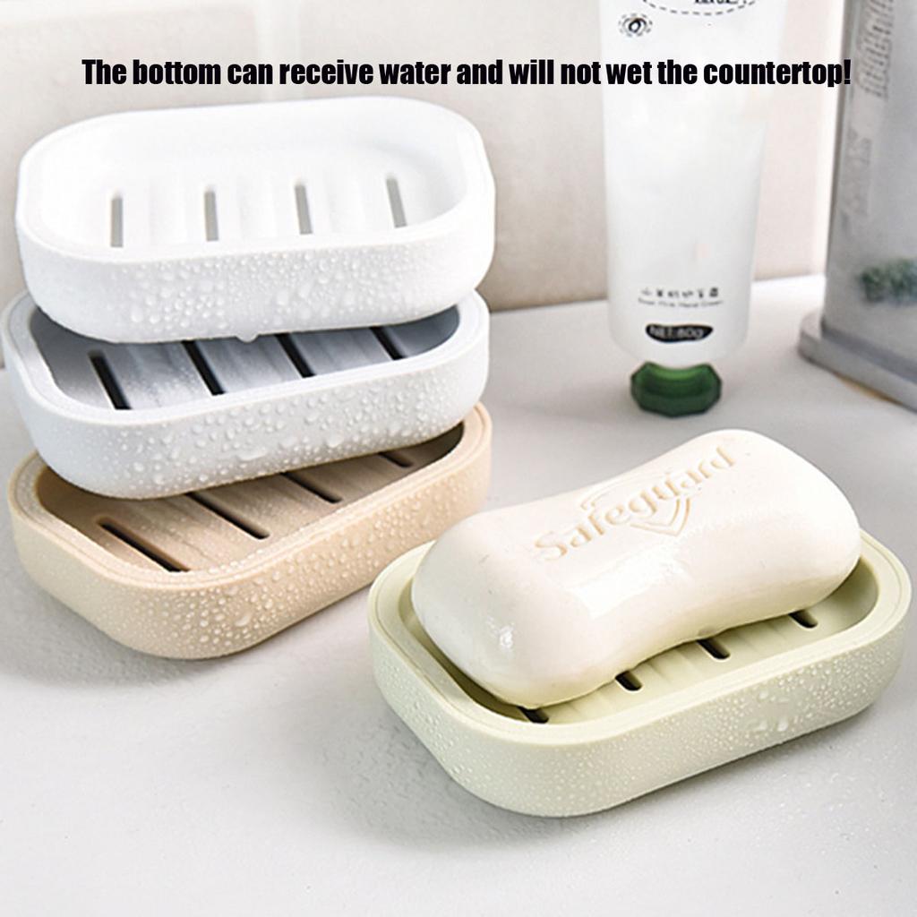 Portable Double-Layer Soap Dish with Drainage Cover Square Plastic Storage Box for Bathroom & Travel Use