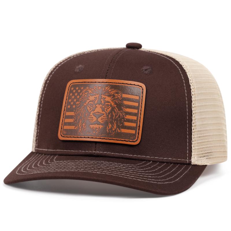 NEU Löwe Leder Mesh Kappe Mode Entenschnabel Kappe Verstellbarer Sonnenschutz Truck Cowboyhut Herren Hip Hop Baseballkappe Truck Caps