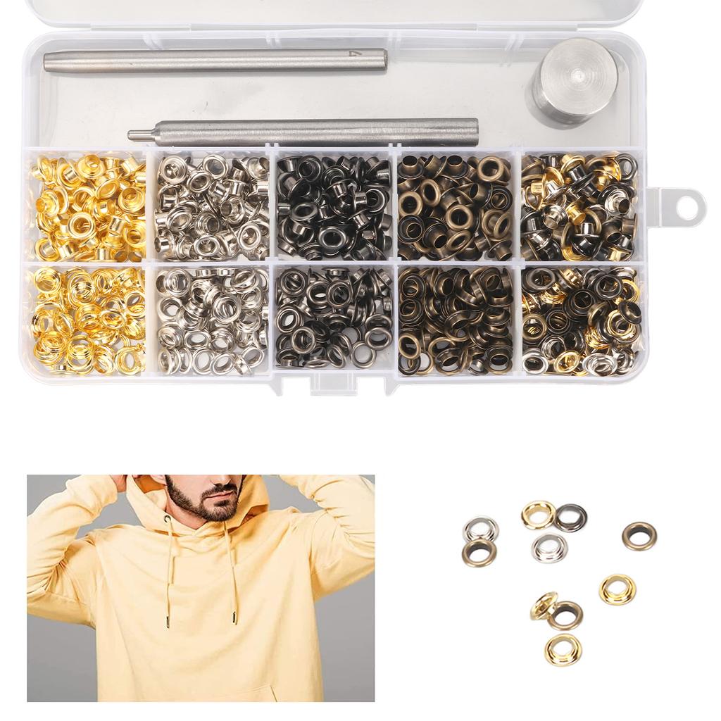 4mm Grommet Eyelet Kit 4 Colors 280 Sets Grommets Eyelets with 3 Pieces Install Tool Kit Eyelets Tool Kit for Decorating
