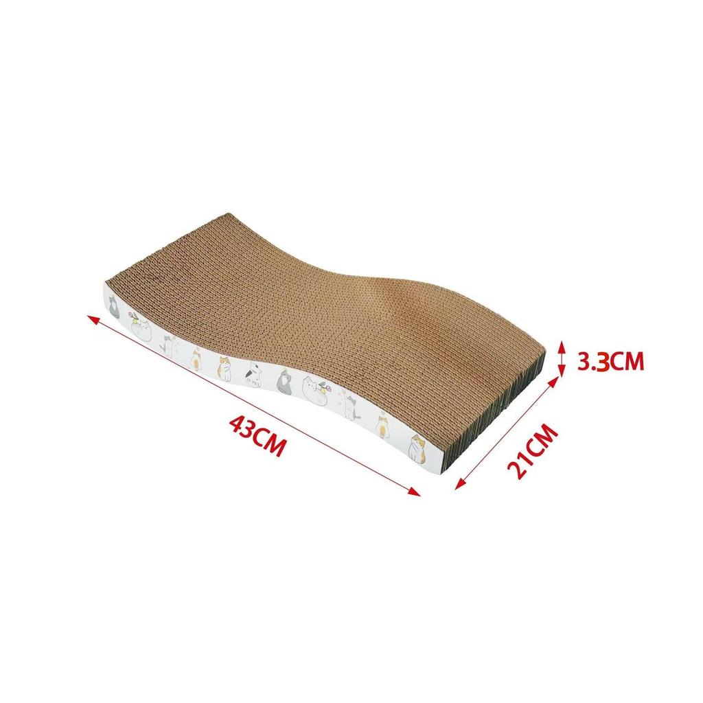 Large, Durable Corrugated Cat Scratching Board - Anti-Scratch, Debris-Free, Wavy Claw Toy for Kittens.