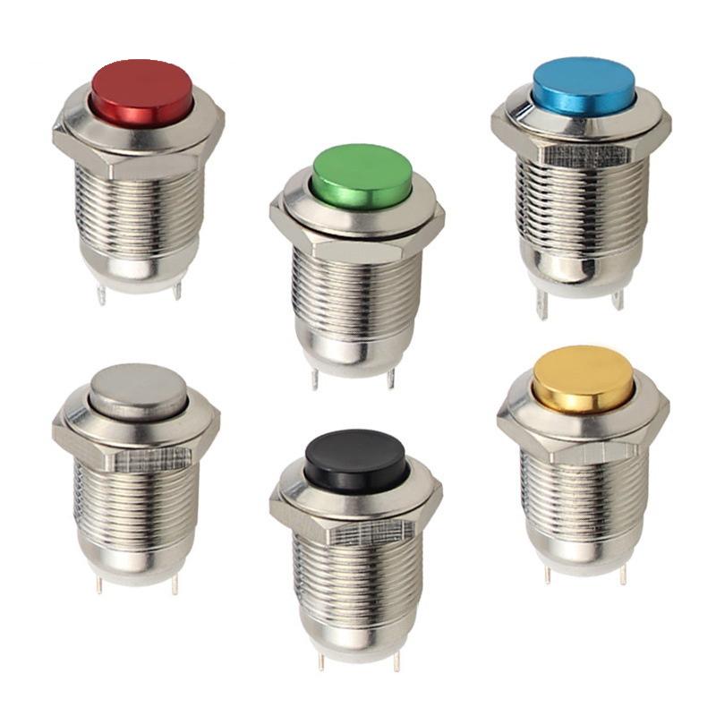 1pc 12 MM Self-locking Metal Push Button Switch Reset Start Stop Round High Normally Open/Normally Closed Head