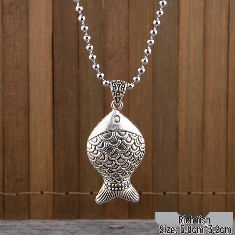 

Этническое длинное ожерелье East Butterfly - Ретро кулон в виде замка долголетия и цепочка из круглых бусин для мужчин и женщин