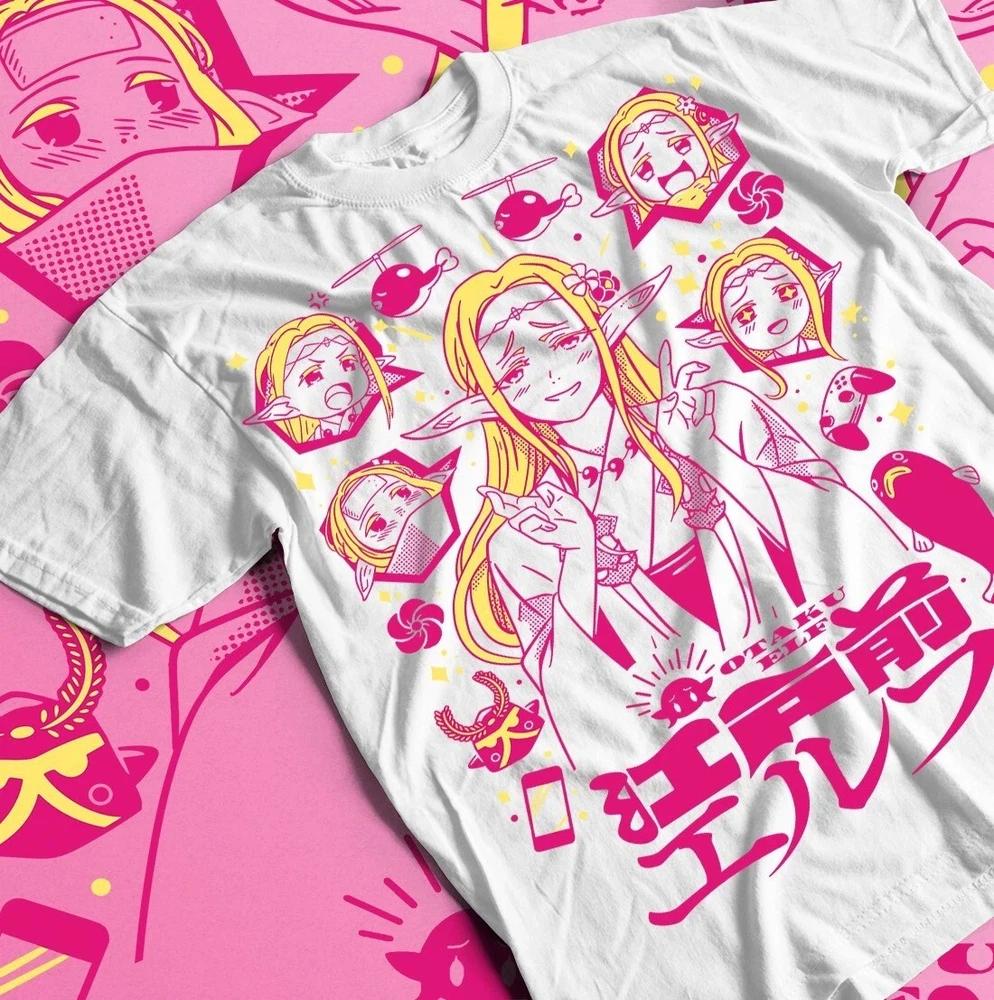 Anime Elf Tshirt Edomae Unisexga Kawai Girl Tee Unisex Heavy Cotton Shirt White S