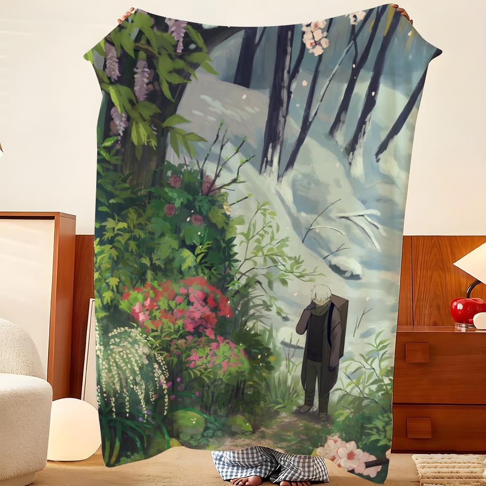 Anime M-Mushishi Throw Flannel Throw Blanket, Lightweight Cozy, Durable Washable Cute Cool