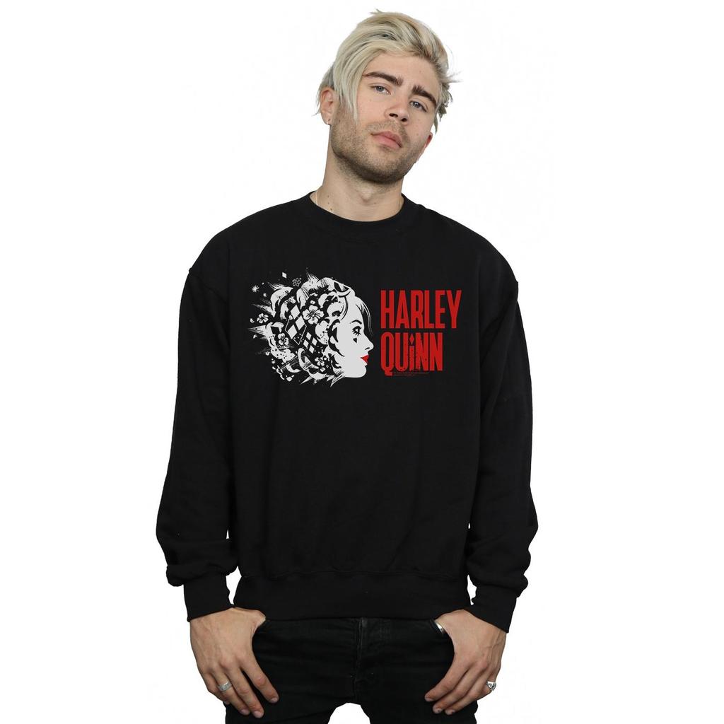 DC Comics Mens The Suicide Squad Harley Quinn Stencil Logo Sweatshirt