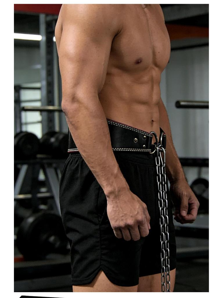 Competition Training Weightlifting Belt with Lumbar Support and Chain for Hanging Barbell Plates
