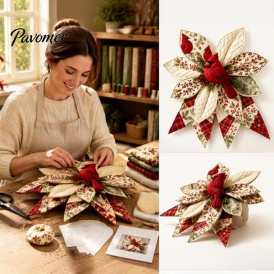 Handcrafted Cottage Style Decor Patchwork Bow Sewing Kit, Large Fabric DIY Sunflower Quilting Hobby Supplies Pumpkin Quilted Craft Kit for Adults,