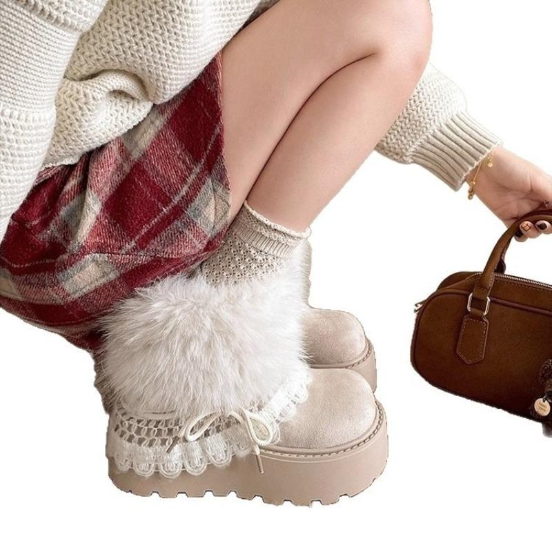 Buty na wysokim obcasie z grubą podeszwą dla efektu wyszczuplenia, Wyściełane i grube buty śniegowe