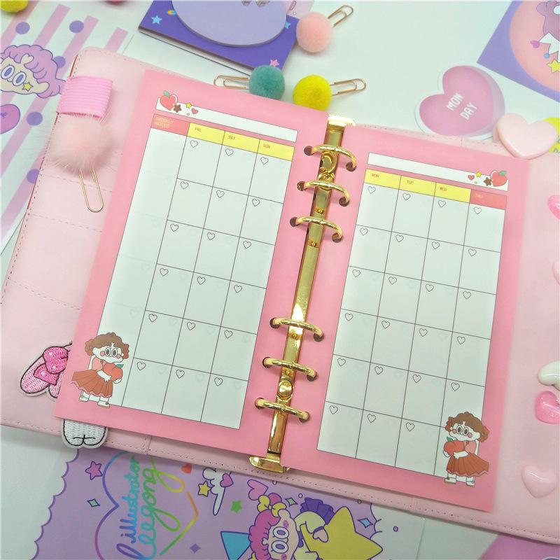 Lovely A6 Loose Leaf Notebook Refill Spiral Binder Index Inside Page Monthly Weekly To Do List Paper Stationery
