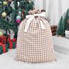 Plaid Pattern Christmas Santa Sack Drawstring Closure Reusable Drawstring Christmas Sack Wide Opening Christmas Present Bag